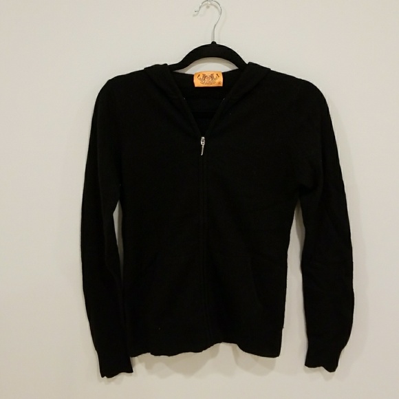 Juicy Couture Sweaters - Juicy Couture Black Hooded Cardigan/Zip-up